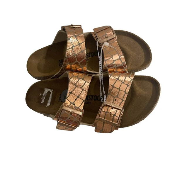 BIRKENSTOCK NIB ARIZONA GATOR GLEAM COPPER MICROFIBER 38 Ladies 7 Narrow - Picture 1 of 16